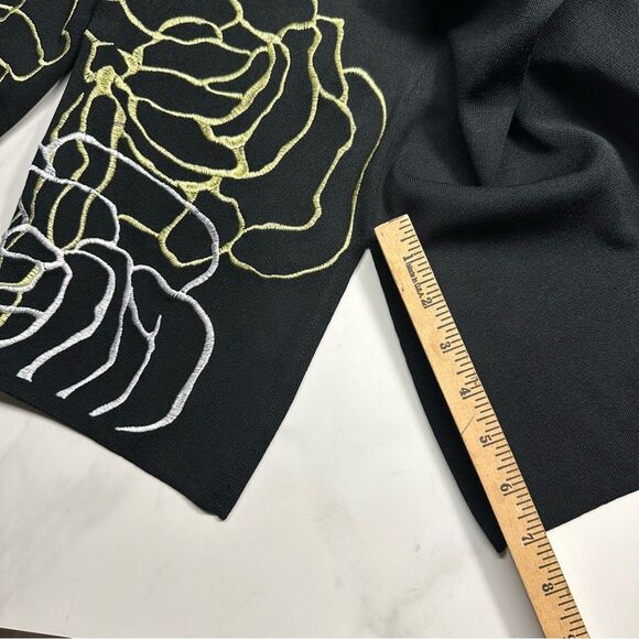 Ming Wang Black & Gold Floral Embroidered Jacket, Women's Size M, 3/4 Sleeves - Picture 13 of 13